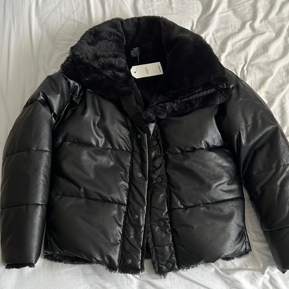 Express Jackets & Blazers - Black leather puffer